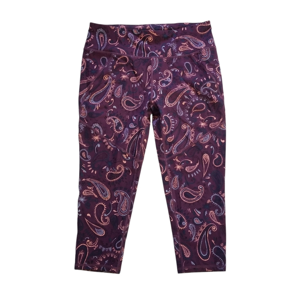SWEATY BETTY NWT The Power Crop Workout Leggings Size L Paisley Gym Activewear